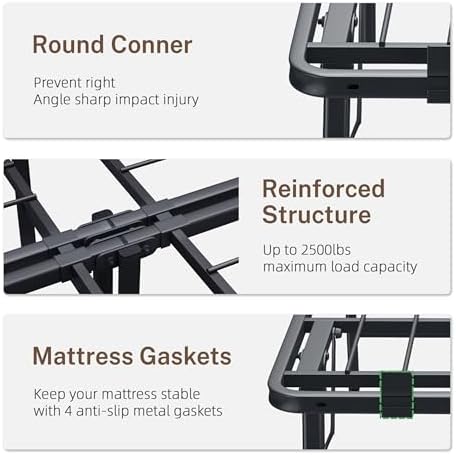 VIPSHOW 18 Inch King Metal Folding Bed Frame, Tool-Free Assembly Platform - Image 5