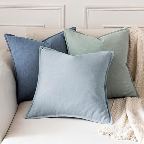 MIULEE Decorative Linen Euro Sham Pillow Covers 22x22 Inch Blue Ashes - Image 5