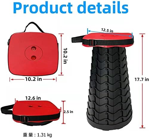 Collapsible Camping Stool with Seat Cushion & Nylon Bag, Square Portable - Image 2
