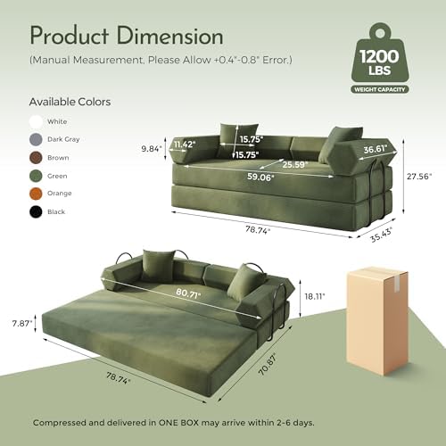 79" Convertible Sofa Bed, Boneless Couch - Image 2