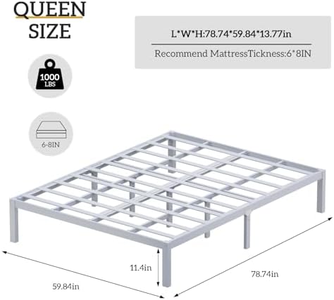 Bamboo Bed Frame with Headframe 12-Inch Solid Platform Bed with Wooden Slats - Image 2
