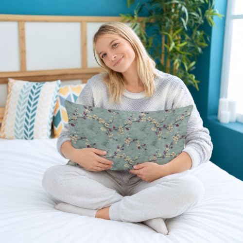 Vintage Chinoiserie Floral Pillow Cover 12x20, Retro Green Oriental Blossom - Image 7