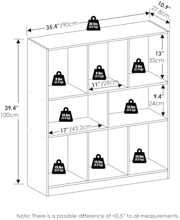 Furinno DALY Book Shelf, 8-Cube Bookshelf, Horizontal Cube Storage Organizer - Image 3
