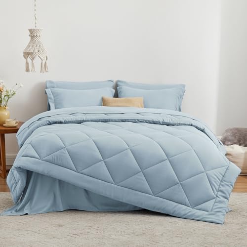 Love's cabin California King Comforter Set, 7 Pieces in a Bag, Light Blue - Image 2