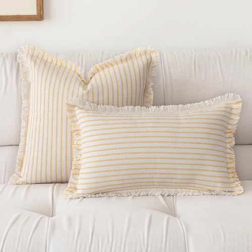 YEENAASY Throw Pillow Covers 20x20 Boho Striped Pillow Cases - Image 2