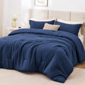 Love's cabin Dark Blue King Size Comforter Set, 3-Piece Prewashed Bed Set by Lovescabin