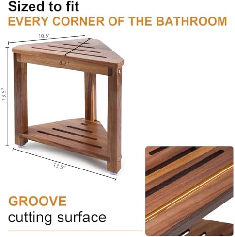 Shower Foot Rest 13.5in, Acacia Wood Shower Stool - Image 2