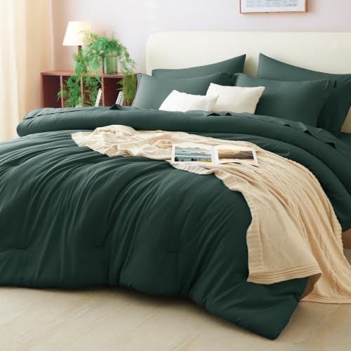 CozyLux Full Size Comforter Set Forest Green, 7 Pieces Bed in a Bag by CozyLux