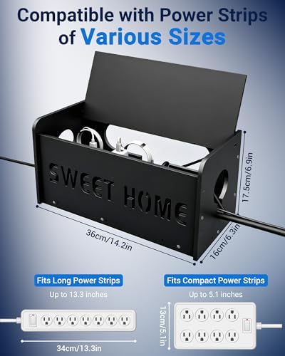 Large Cable Management Organizer Box, Imitation Wood Plastic Cord Organizer - Image 3