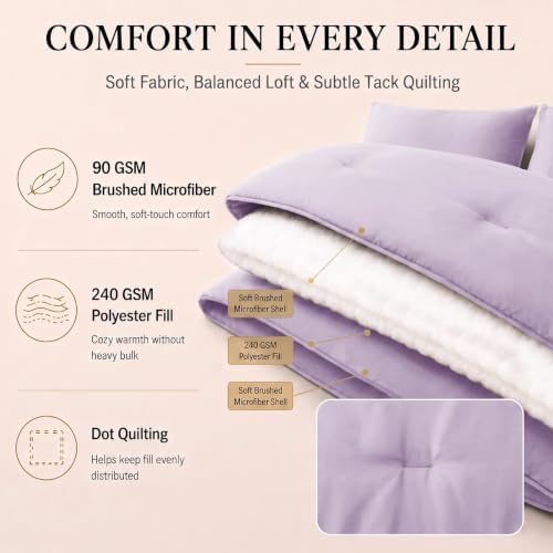 CozyLux King Size Comforter Set Lavender, 7 Pieces Bed in a Bag - Image 3