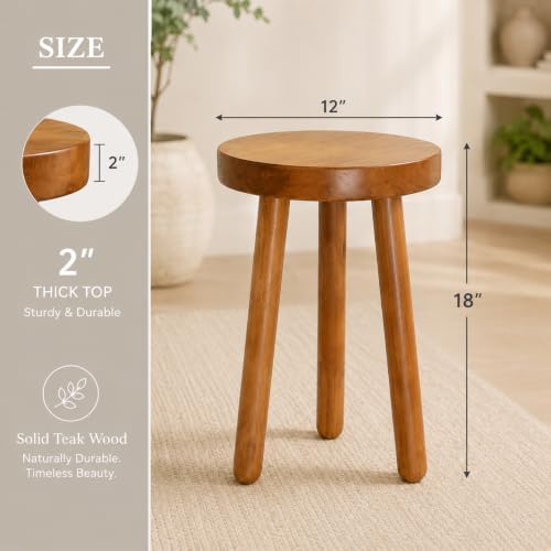 Teak Wood Plant Stand, Wood Accent Table - Image 2