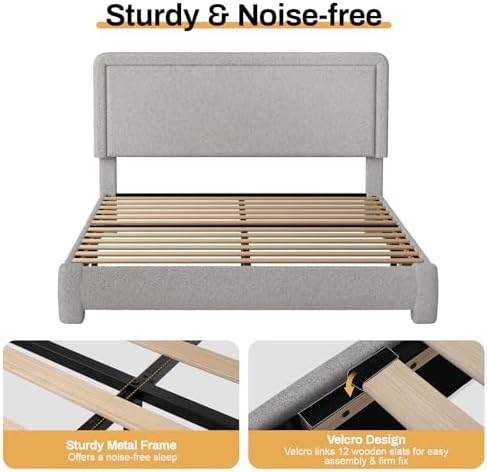 WEUP Full Size Boucle Bed Frame, Upholstered Cloud Bed Frame - Image 6