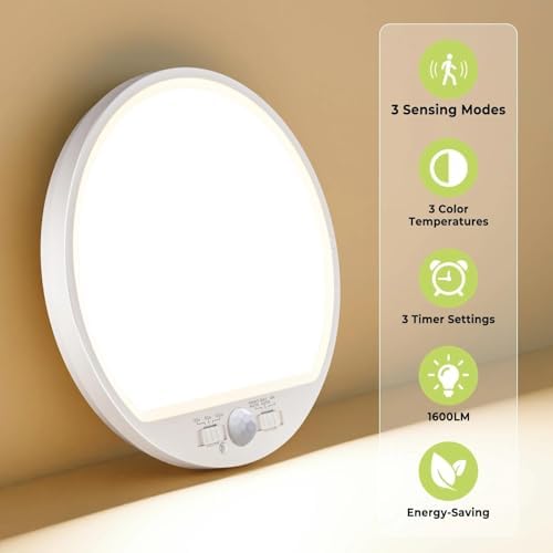 Motion Sensor Ceiling Light Wired, 3000K/4000K/6500K LED Flush Mount Ceiling - Image 5