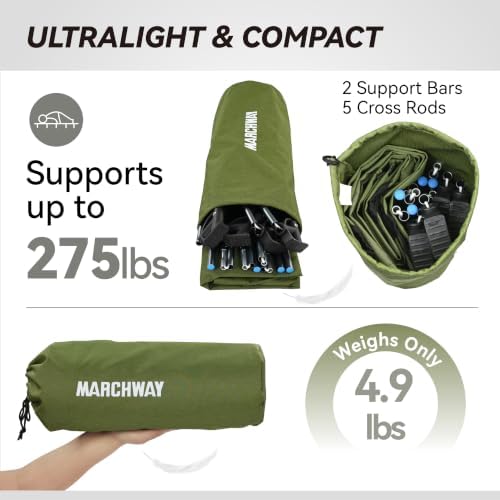 MARCHWAY Ultralight Folding Camping Cot Bed, Supports 275 lbs - Image 6