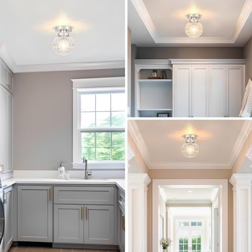 Semi Flush Mount Ceiling Light Fixtures, Vintage Globe Glass Ceiling Light - Image 5
