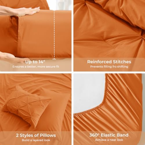 Sasttie Queen Comforter Set, 7-Piece Bed in a Bag, Pintuck Bedding Sets - Image 5