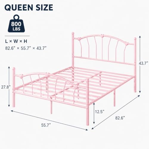 IMMERSTABLE Queen Metal Bed Frame, Heart-Shaped Platform Bed - Image 2