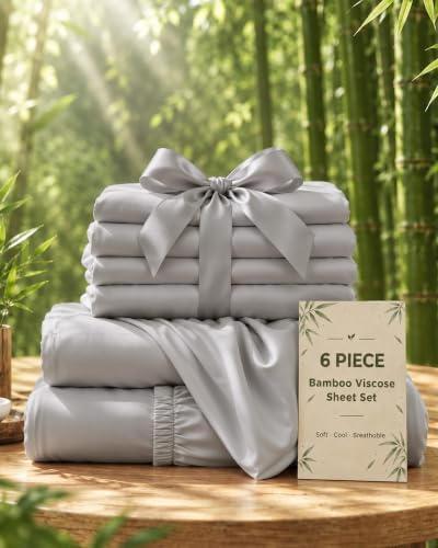 6 Piece Full Size Sheets Set, Rayon Derived from Bamboo by akkialla