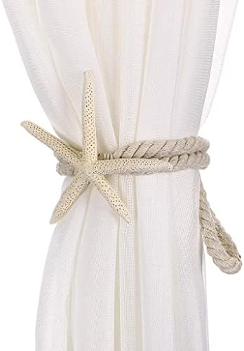 2 Pcs Natural Starfish Curtain Tiebacks, Handmade Woven Rope Curtain Curtain - Image 5