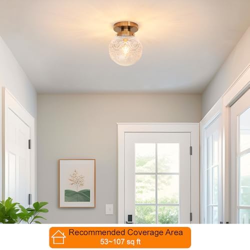 Small Semi Flush Mount Ceiling Light, Modern Globe Clear Glass Ceiling Light - Image 2