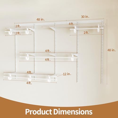 5-8 Ft Closet Organizer System, Expandable Organization and Storage Shelf Kit - Image 4