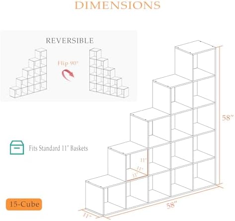 OSCHF Ladder Cube Storage Bookcase, 15-Cube Corner Shelf - Image 2