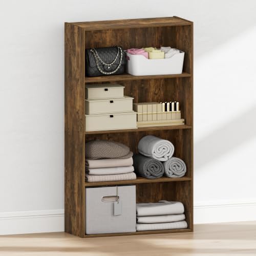 Furinno PASIR 4-Tier Closet Organizer, Open Shelf, Amber Pine by Furinno-FitsYourSpaceFitsYourBudget