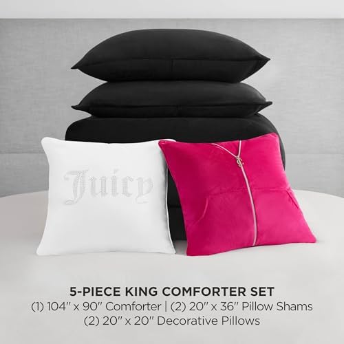 Juicy Couture Black Velour King Comforter Set - Image 2
