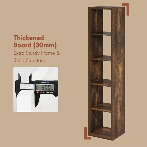 Furinno Cubicle Record Player Stand, 5-Cube Record Storage, Amber Pine - Image 6