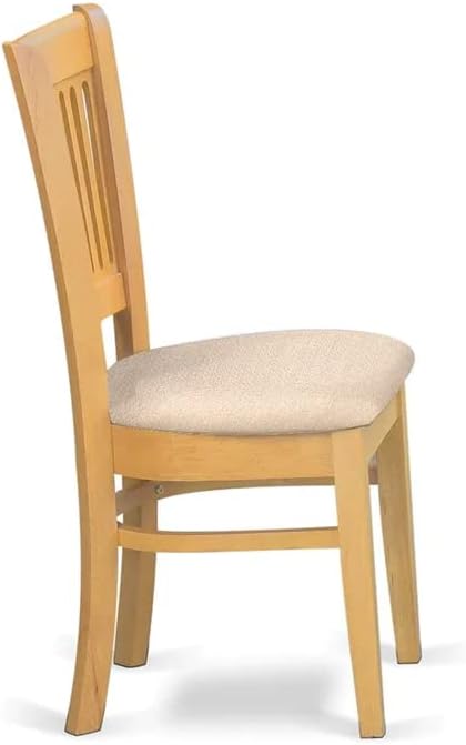 East West Furniture ESVA3-OAK-C 3 Piece Dining Table Set for Small Spaces Contains a Round Dining Room Table with Pedestal and 2 Linen Fabric Upholstered Chairs, 30x30 Inch, Oak