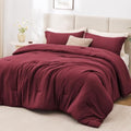 Love's cabin Burgundy Full Comforter Set, 3-Piece Prewashed Bed Set by Lovescabin