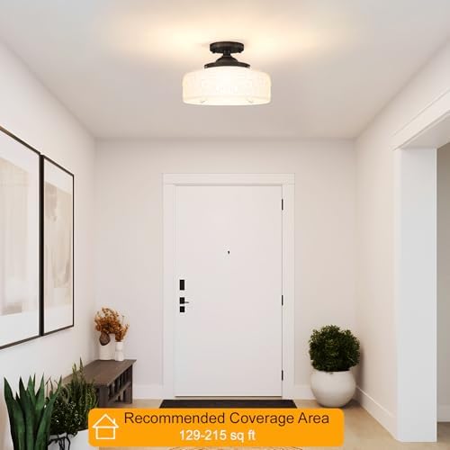 Black Semi Flush Mount Ceiling Light - Image 3