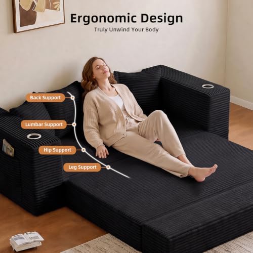 78" Boneless Couch for Living Room, Futon Sleeper Sofa Bed - Image 5