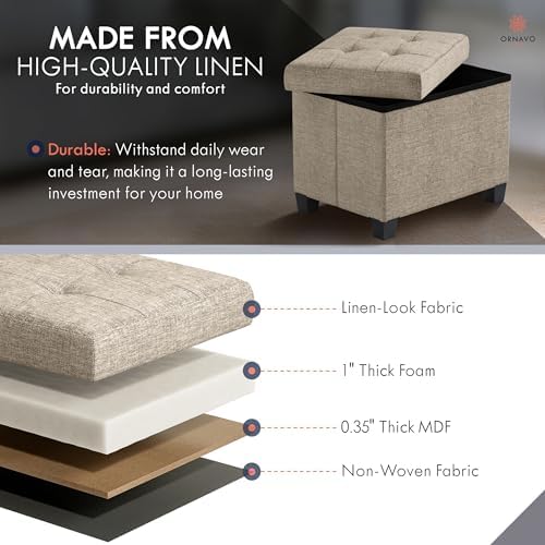 Ornavo Home Small Rectangle Storage Ottoman - Image 4
