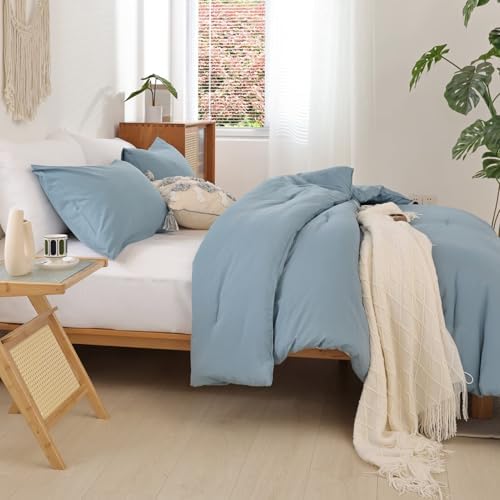 ROSGONIA Alaskan King Comforter, Dusty Blue, 136x120 Soft Bedding Quilt - Image 6