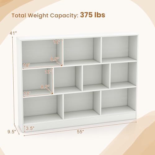 GIANTEX 10 Cube Bookcase, 4-Tier Freestanding Bookshelf w/ 10 Open Compartments - Image 2