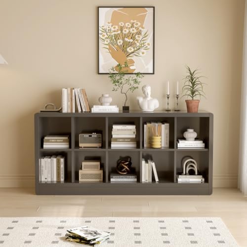 Low Cube Bookcase, 10-Cube Storage Organizer Shelf - Image 7
