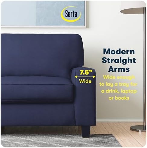 Serta Palisades 73" Track Arm Sofa, Easy Care Polyester, Soft Pillow Back - Image 6