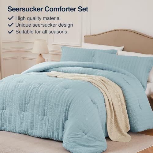 Quataly Queen Comforter Set Seersucker Lightweight Bed Set - Image 4
