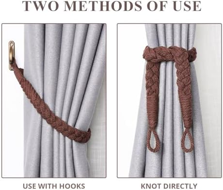NICEEC 2 Pack Natural Cotton Rope Curtain Tiebacks Elegant Boho Style - Image 5
