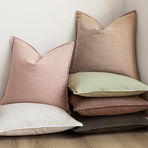 Foindtower Pack of 2, Decorative Linen Solid Throw Pillow Covers Soft Accent - Image 6
