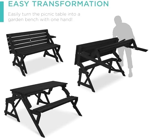 Best Choice Products 2-in-1 Transforming Interchangeable Outdoor Wooden Picnic - Image 2