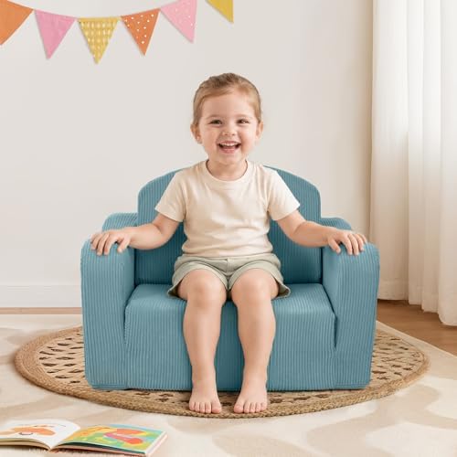 Kids Sofa Chair, 2-in-1 Kids Couch, Fold Out Foam Sofa - Image 5