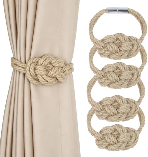 Jute Magnetic Curtain Tiebacks, Decorative Curtain Holdbacks by HedongHexi