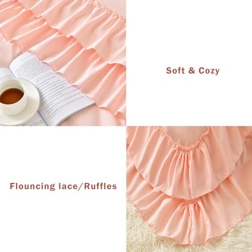 Cupocupa Beige Comforter Set – Twin XL Ruffle Farmhouse Bedding Set – Shabby - Image 6