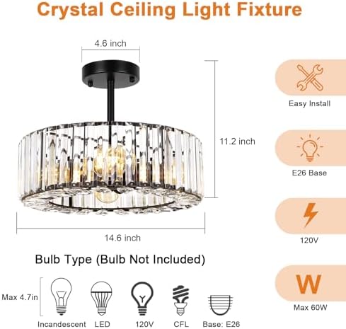 FRIDEKO HOME Semi Flush Mount Ceiling Light - Image 4