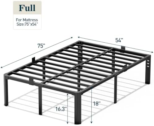Full Size Bed Frame, 18 Inch 3500LBS Heavy Duty Metal Platform No Squeaking - Image 3