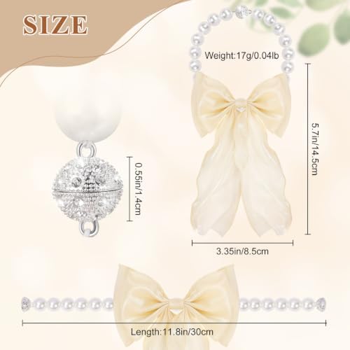 Magnetic Bow Curtain Tiebacks, Pearl Curtain Ties Holdbacks, 2 Pack - Image 4
