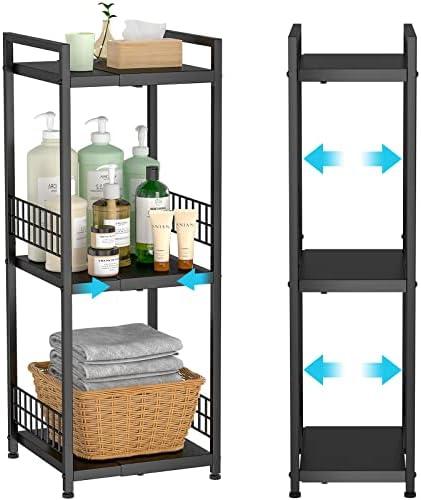 3-Tier Metal Shelving Unit, Expandable, Free-Standing, Open Floor Shelves by DAOUTIME