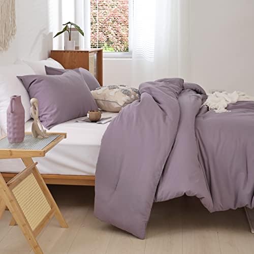 ROSGONIA King Size Comforter Set Dusty Purple - Image 6
